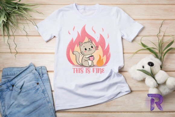 Cat This is Fine Cute Funny Cat PNG for T-Shirt Designs and Graphics