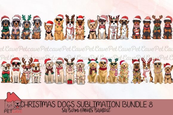 Christmas Dogs Sublimation Bundle 8: A Playful Graphic Design for T-Shirt Designs