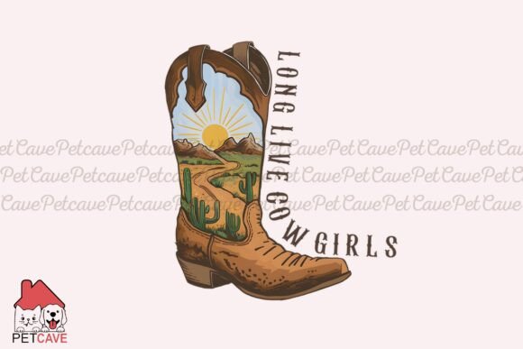 Cowboy Boot Art Desert Scene Rustic Cha Graphics for T-Shirt Designs