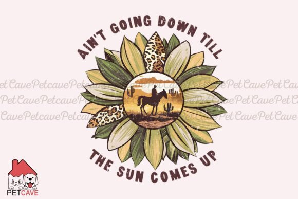 Cowboy Sunflower Art Western Sunset Graphic