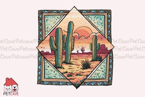 Desert Sunset Cactus Illustration: A Graphic Asset for Modern Web Design