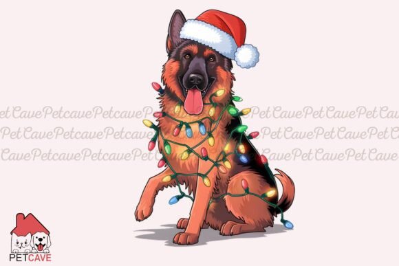 Festive German Shepherd in Christmas Lig for Branding and Graphics