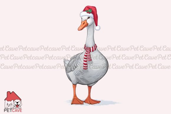 Festive Goose in Santa Hat Scarf Graphics for T-Shirt Designs