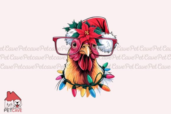 Festive Rooster in Holiday Attire Graphics for T-Shirt Designs