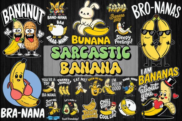 Funny Banana SVG Bundle for T-Shirt Designs and Graphics