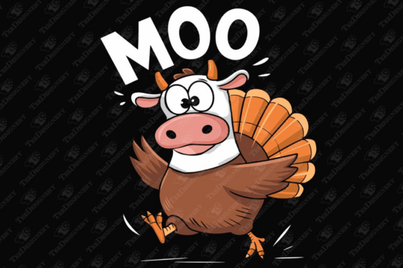 Funny Turkey Cow Moo Thanksgiving Humor Graphics for T-Shirt Designs