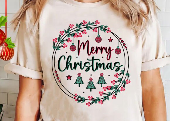Merry Christmas with Cheery Floral SVG for T-Shirt Designs