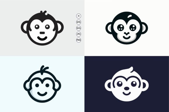 Monkey Face Silhouette Logo for Embroidery Projects