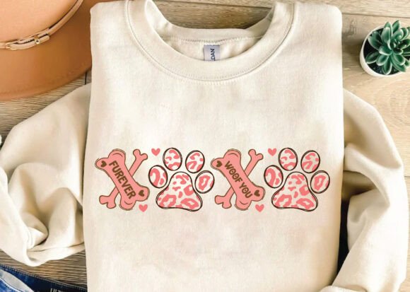 XOXO Paw Dog Valentine SVG for T-Shirt Designs